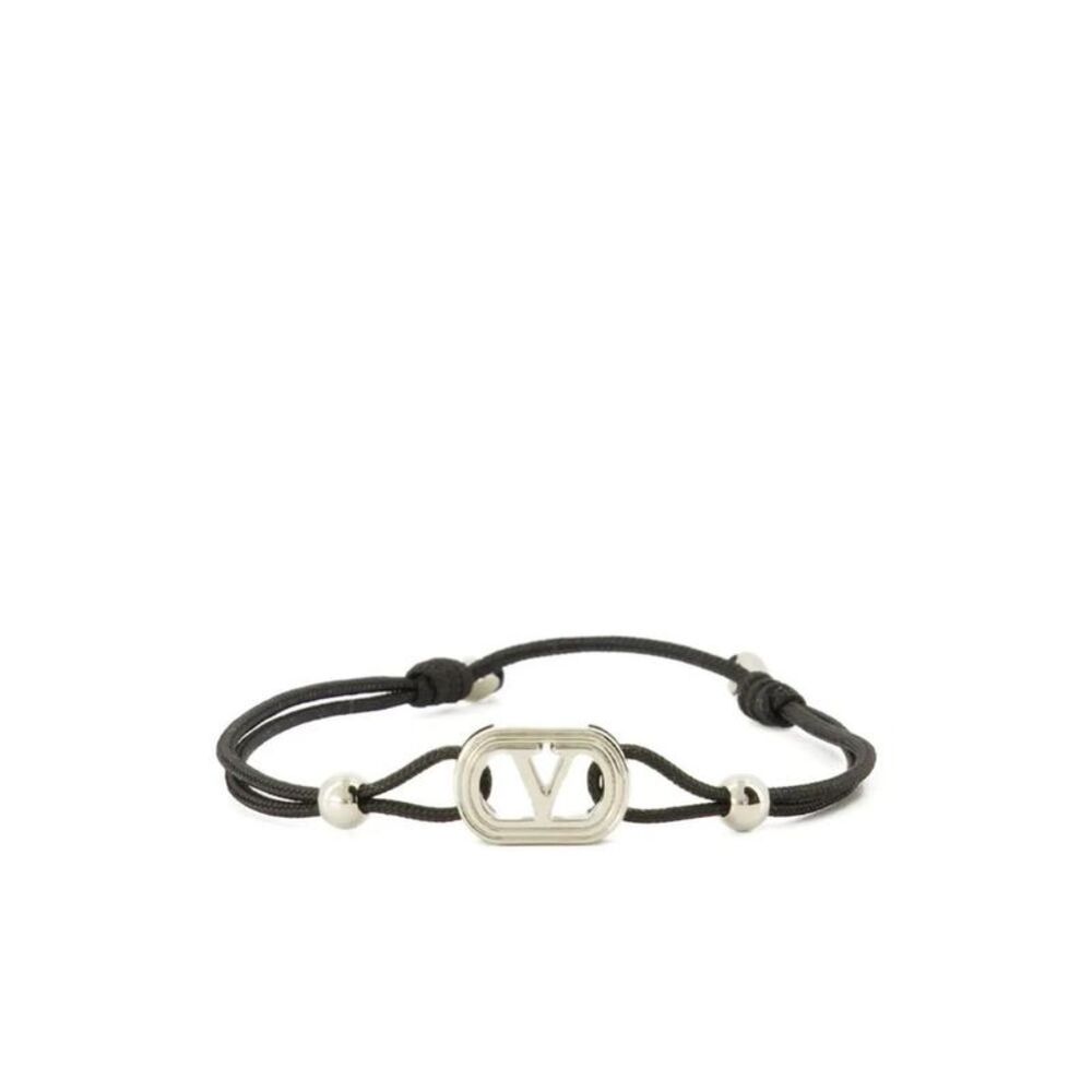 VALENTINO Garavani VLogo Cord Bracelet Men Black Bracelets